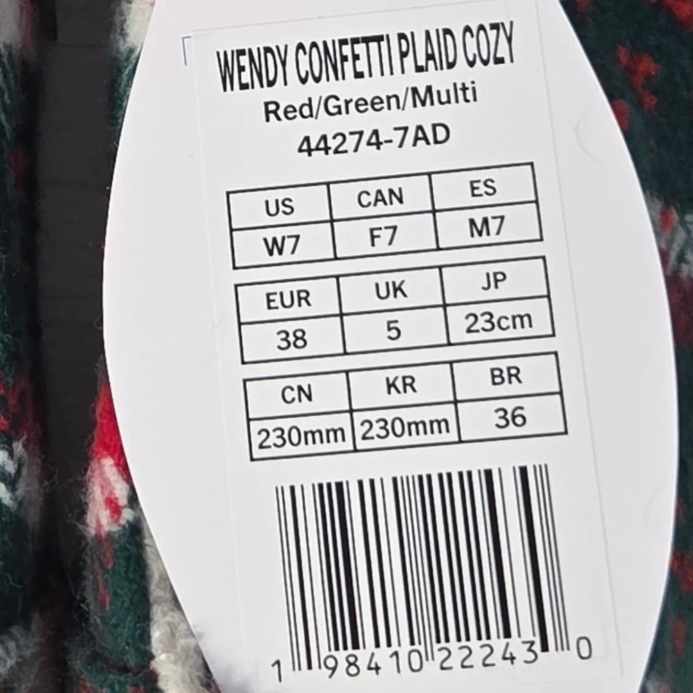 Hey Dude Wendy Plaid Loafers Women 7 Red Green Cozy Christmas Slip On Shoes New